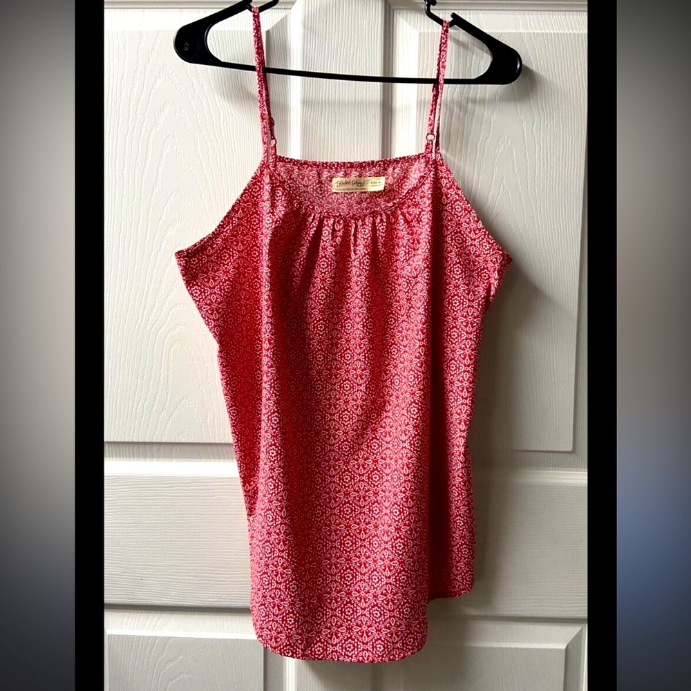 Red Print Babydoll Tank - lightweight & flowy w/adjustable straps